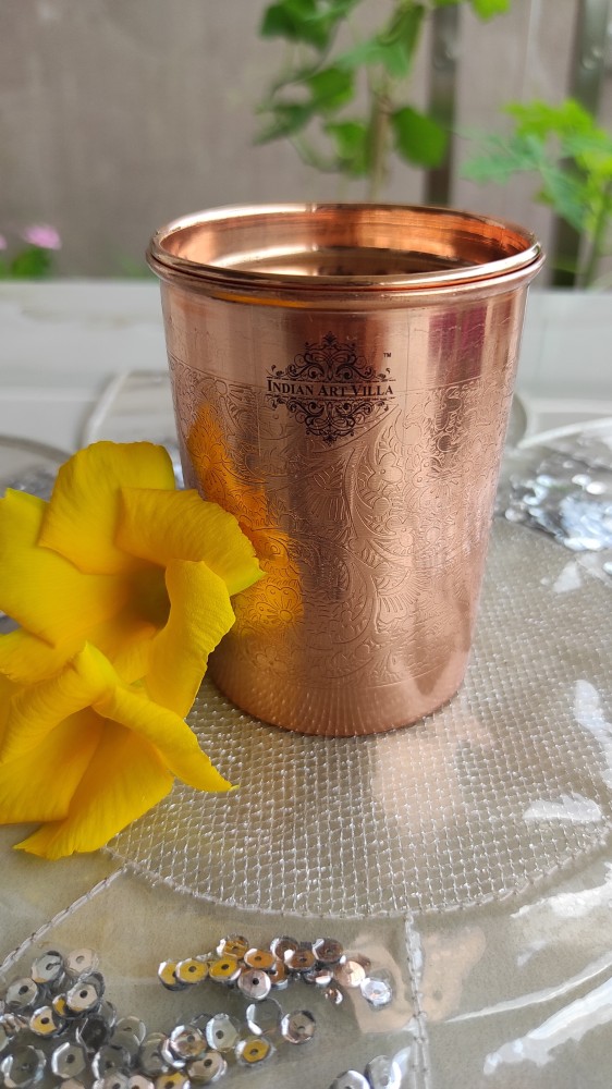 Indian Handmade Pure Copper Water Tumbler Ayurveda Benefit Copper Pitcher  Indian Copper Glass Hammered Glass