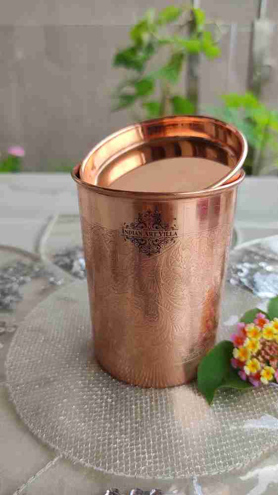 Indian Handmade Pure Copper Water Tumbler Ayurveda Benefit Copper Pitcher  Indian Copper Glass Hammered Glass