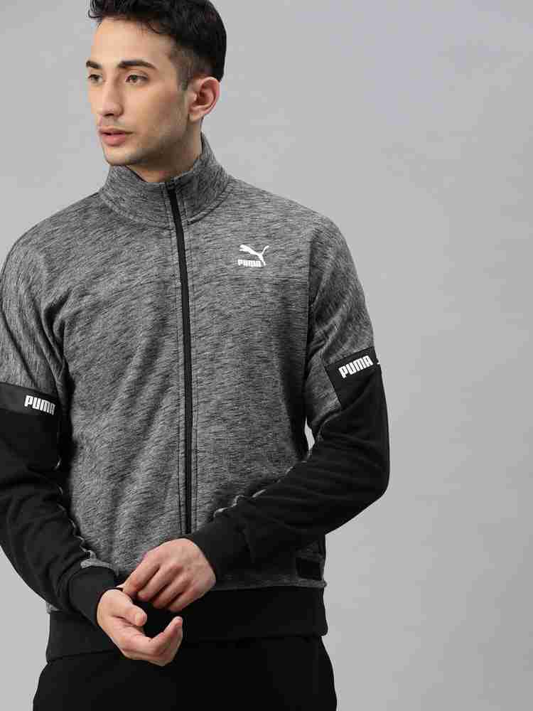 Puma Men Grey Solid Puffer Quilted Track Jacket