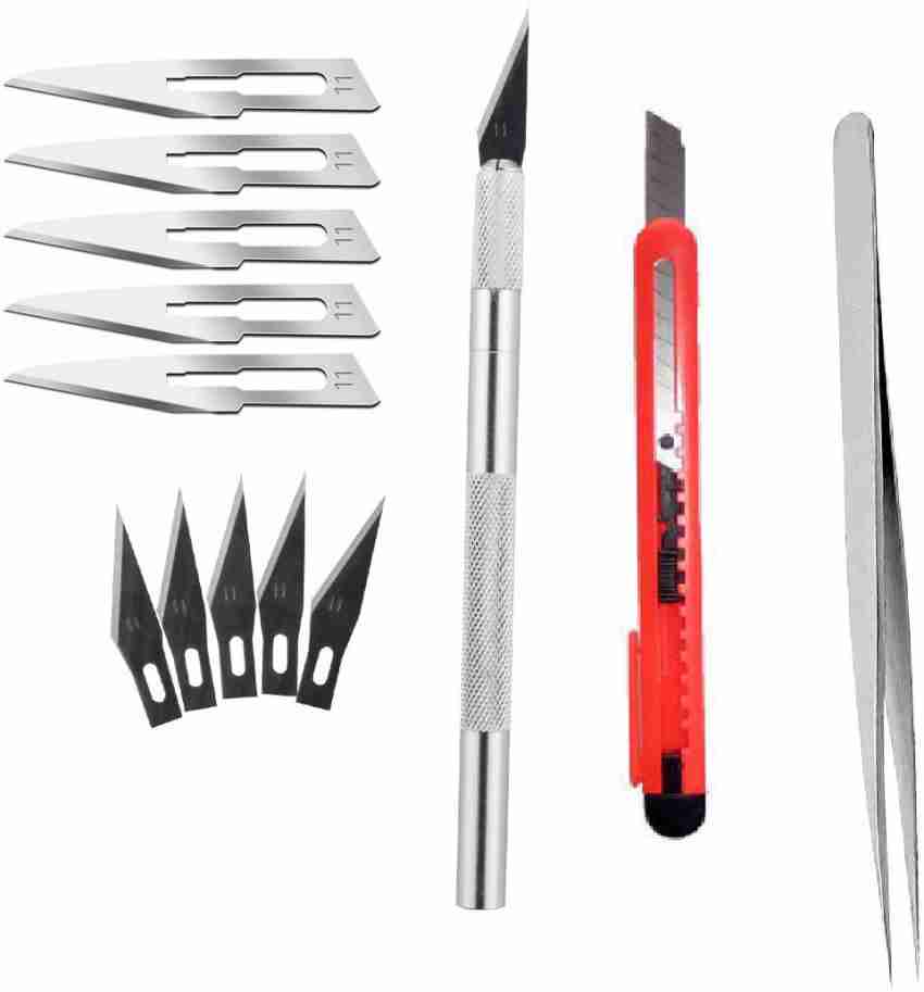 Axtella Detail Pen Knife Metal Handle With 5 Interchangeable Sharp Blades  for Art and Craft Work Multipurpose