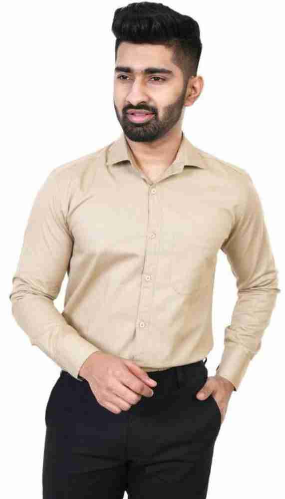 De Rian Men Solid Formal Cream Shirt Buy De Rian Men Solid