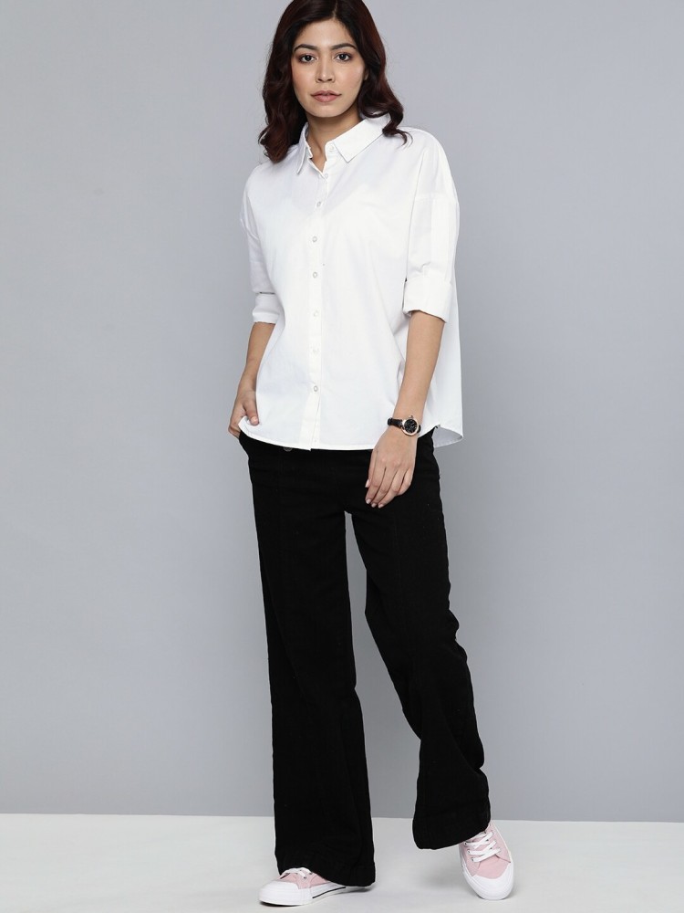 HARVARD Women Solid Casual White Shirt Buy HARVARD Women Solid