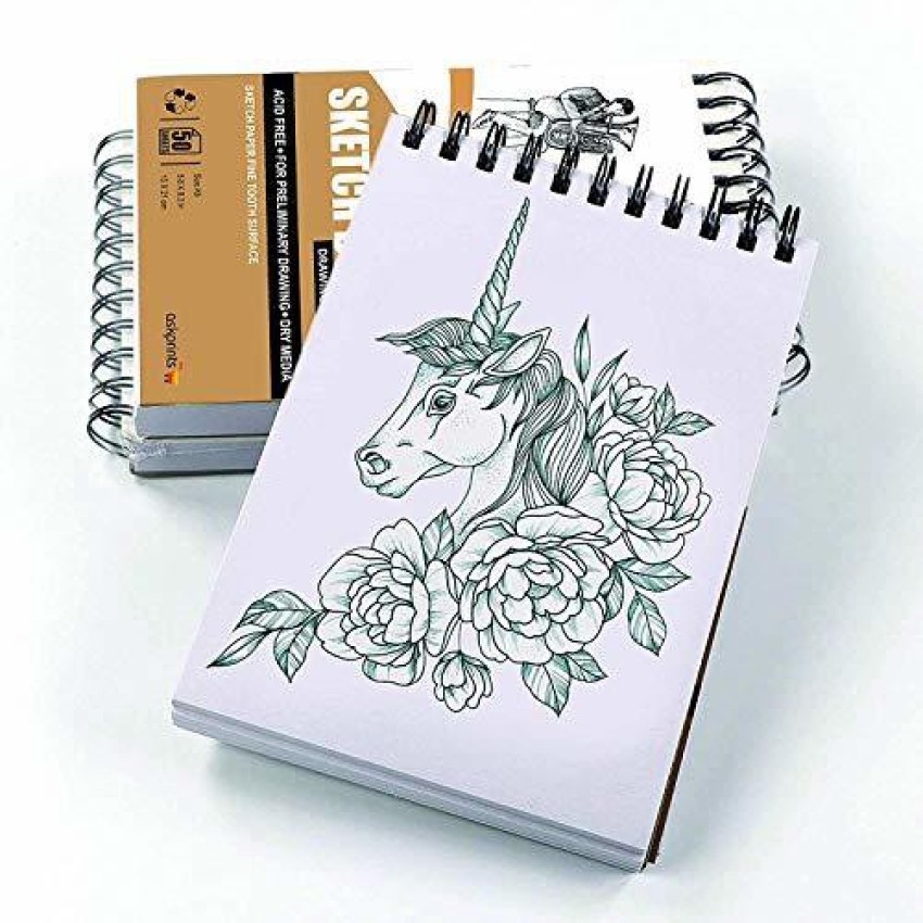 Emraw 6 x 8 Top Bound Spiral Premium Sketch Pad Can be Use with Pens,  Markers, Pencils Perfect for Writing, Drawing & Sketching - 50 Per Pack  (Pack