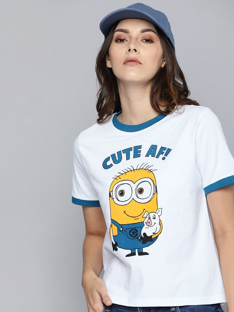 Minions by Kook N Keech Printed Women Round Neck White T-Shirt - Buy  Minions by Kook N Keech Printed Women Round Neck White T-Shirt Online at  Best Prices in India | Flipkart.com