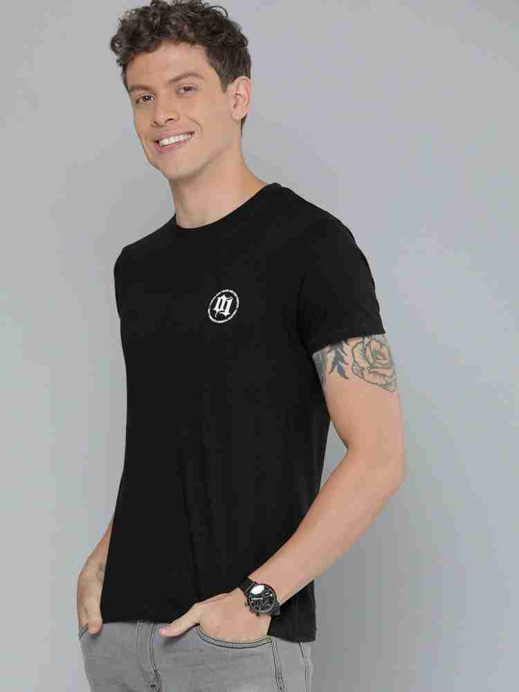 HERE&NOW Solid Men Round Neck Black T-Shirt - Buy HERE&NOW Solid Men Round  Neck Black T-Shirt Online at Best Prices in India