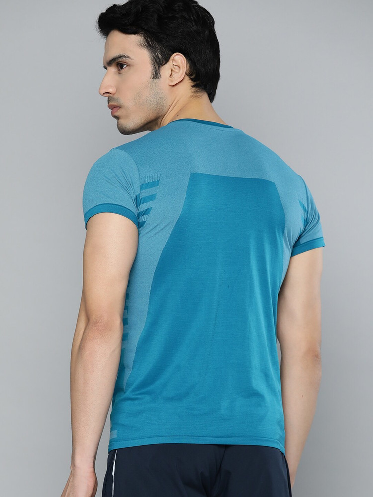 HRX by Hrithik Roshan Self Design Men Round Neck Blue T Shirt