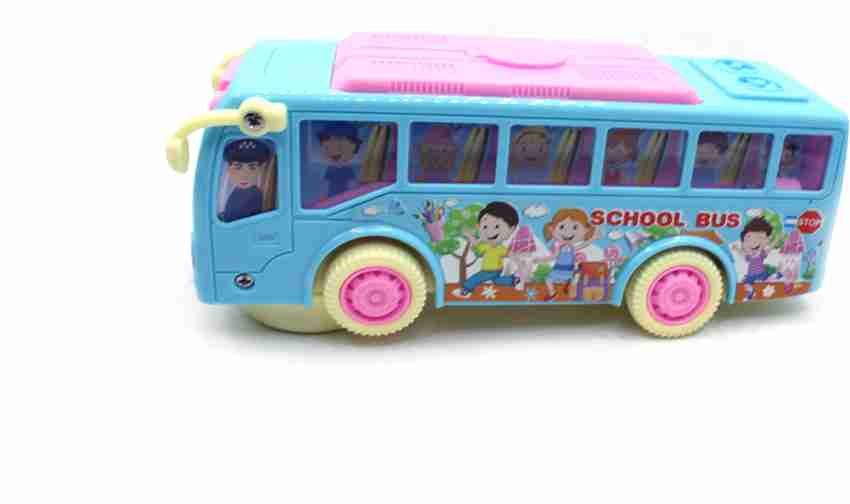 Pink school bus toy top