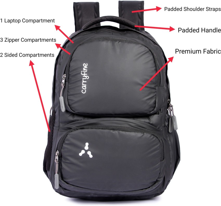 Carryfine DELTA BLACK 35 Ltr Casual / Trendy Backpack Laptop Backpack (BLACK)  35 L Laptop Backpack Black - Price in India