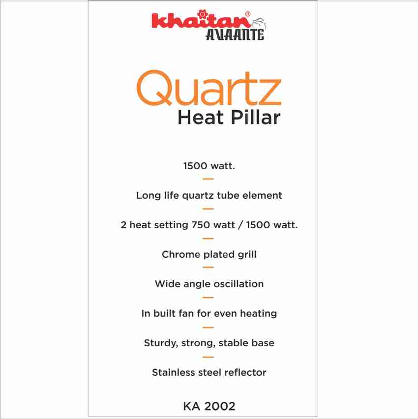 KhaitanAvaante QUARTZ HEAT PILLAR Red Quartz Room Heater Price in India -  Buy KhaitanAvaante QUARTZ HEAT PILLAR Red Quartz Room Heater online at  Flipkart.com