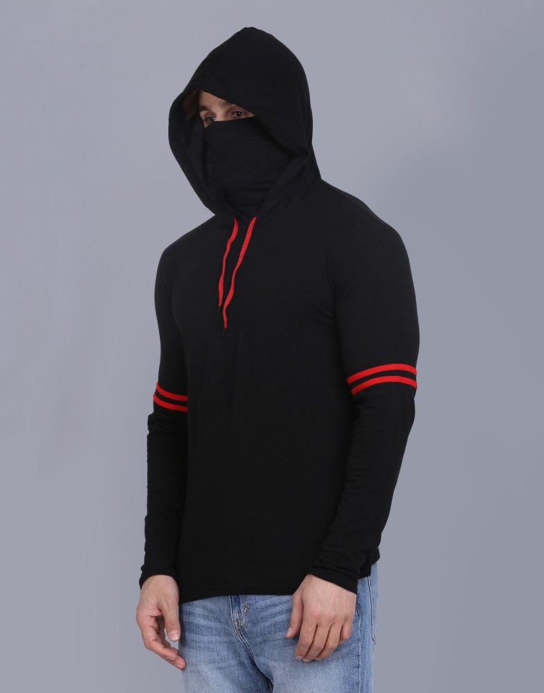 IESHNE LIFESTYLE Solid Men Hooded Neck Red Black T Shirt Buy