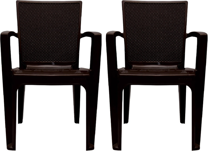 PRIMA Big Boss Chair Sandalwood Color Set Of 2 Plastic Outdoor