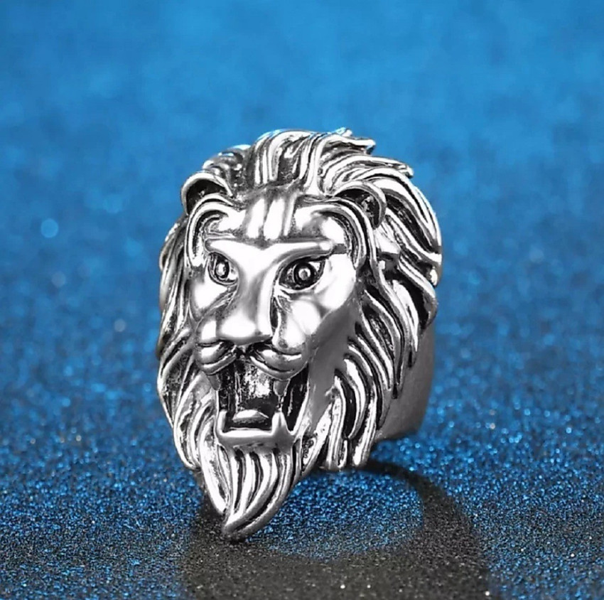 Lion face sale ring silver