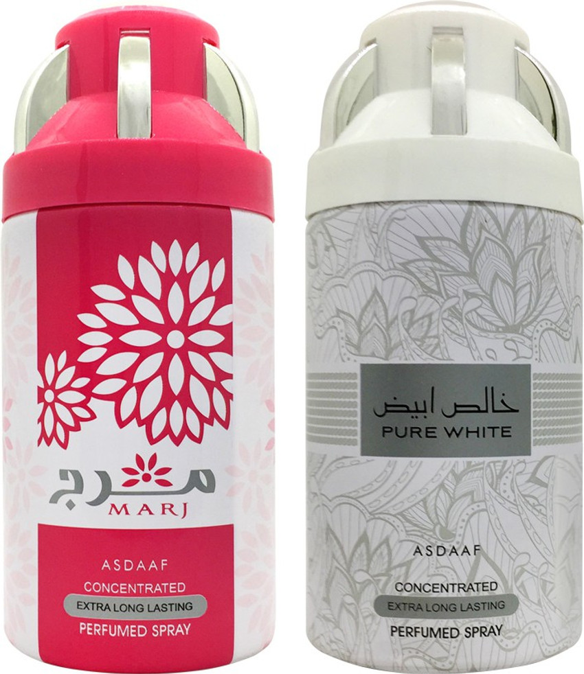 ASDAAF MARJ PERFUMED SPRAY and PURE WHITE PERFUMED SPRAY by