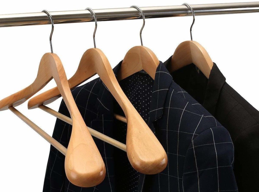 Empire Mart Hanger Multi Functional Solid Wooden Suit Hangers, Coat Hangers,Suit  Hanger,Jacket Hanger,Dress Hanger,Trouser Hanger,Pants Hanger,Blazer Hanger  Beige Finish(4) Wooden Coat Pack of 4 Hangers For Coat Price in India - Buy