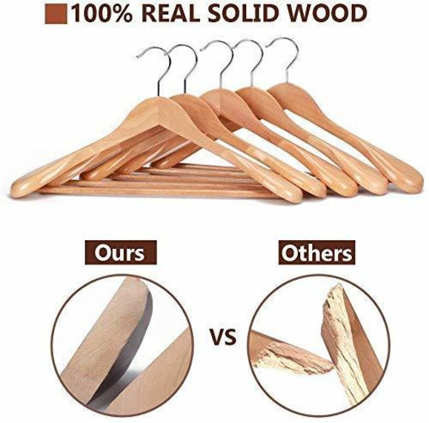 Multi Functional Solid Wooden Natural Finish Suit ,Coat, Jacket Hangers