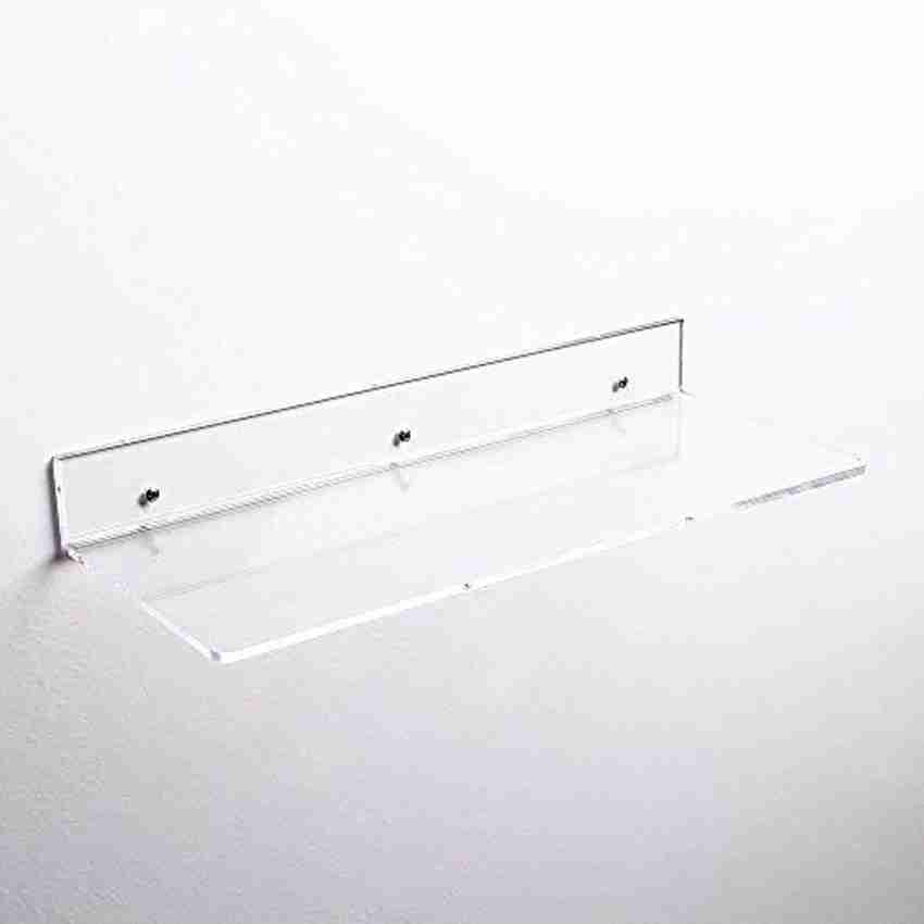 2pcs 4 in Small Acrylic Shelf Clear Floating Shelves Small Adhesive Shelf Transparent Stick on Wall Display Shelves for Kitchen Room Bedroom Bathroom
