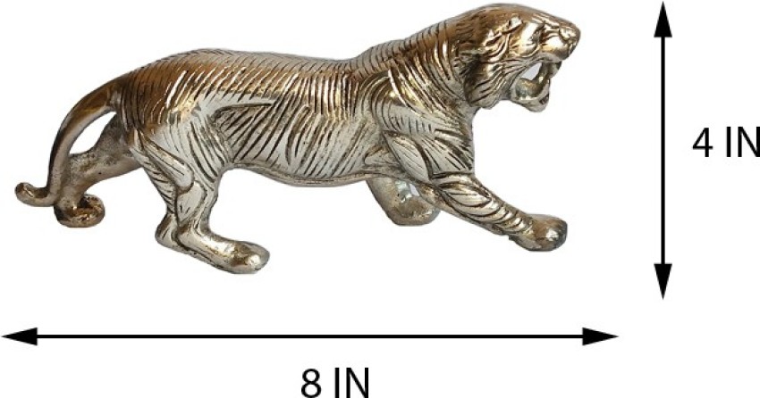 VINTAGE GOLD SILVER METAL BENGAL TIGER SCULPTURE STATUE HEAVY