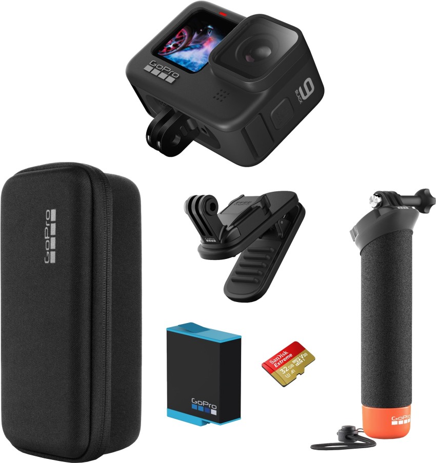  GoPro HERO9 (Hero 9) Black with Deluxe Accessory Bundle -  Includes: SanDisk Ultra 64GB MicroSDHC Memory Card, Premium Hard Case for  GoPro, Underwater Housing, Helmet Arm Extension Kit & Much
