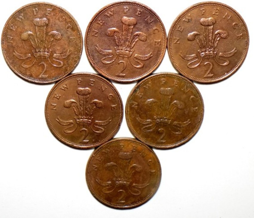 Hariom 1971 75 78 79 80 81 ELIZABETH II 2 NEW PENCE COPPER 6 COINS