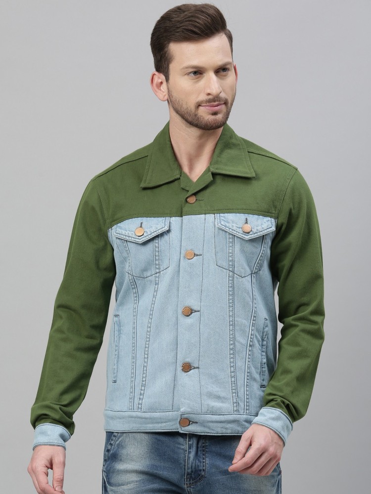 Colorblock denim deals jacket mens