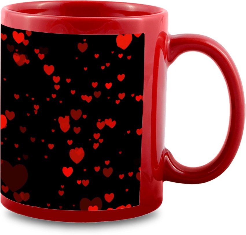 COVER AGE My Love Lovely Heart Shaped Design Ceramic Cup Printed Coffee Mug  350 ml - Valentine Gifts for Girlfriend Boyfriend/Birthday Gift for