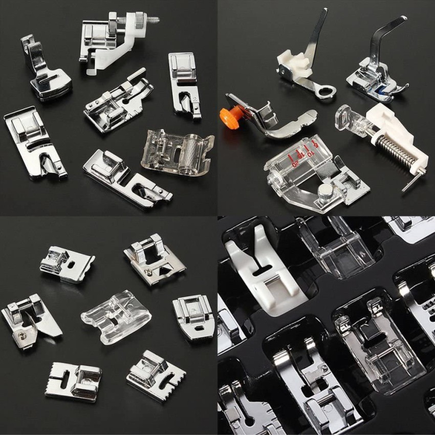 Beadsz Domestic Sewing Foot Presser Foot Set Sewing Machines for Usha  Singer All Types of‎ Low Shank Domestic Sewing Machines (11 Pcs) Silver