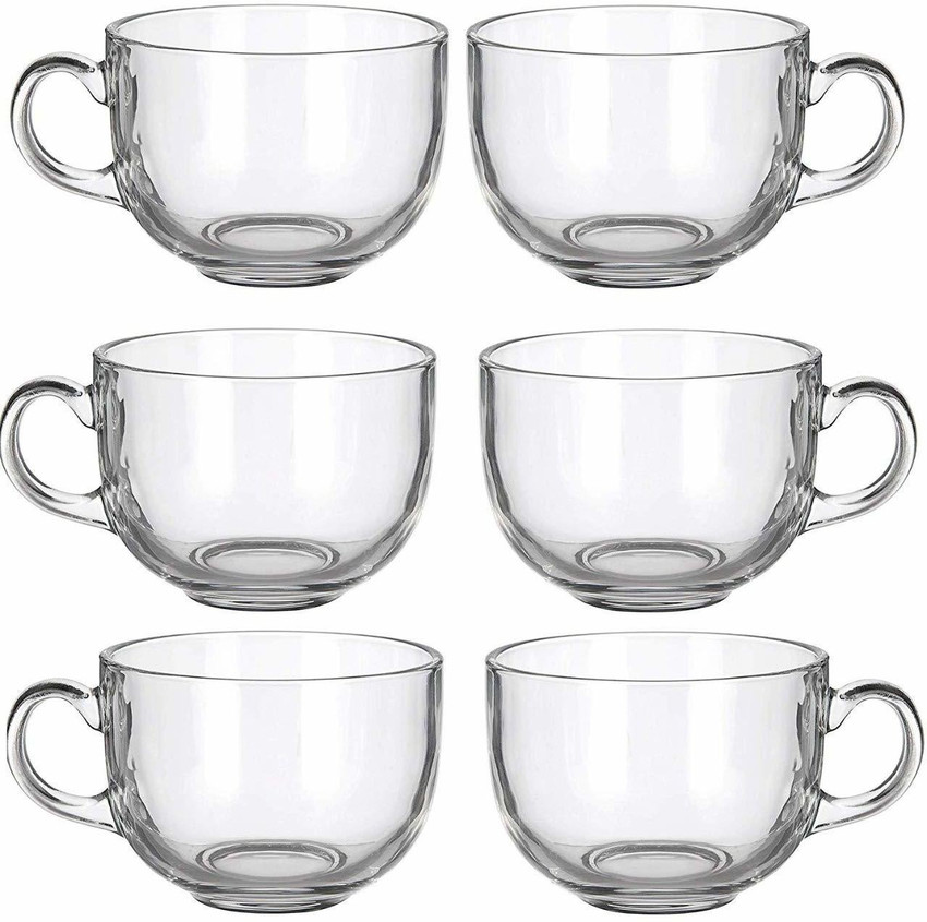 crownsmill Glass Coffee Cup with Handle for Green Tea Ice Cream