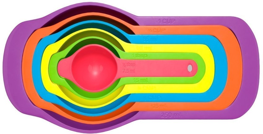 8pcs Measuring Cups and Spoons Set Stainless Steel Stackable Kitchen Tool (Pink), Purple