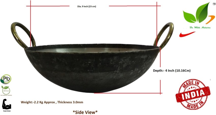 Buy Heavy Iron Kadai, Vok, 12inch, 4mm thick