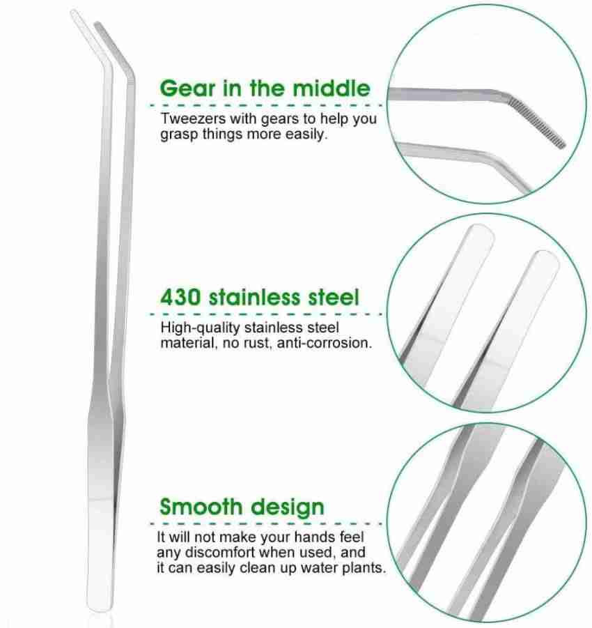 Aquarium Straight Curved Tweezers Set 19 Inch Stainless Steel