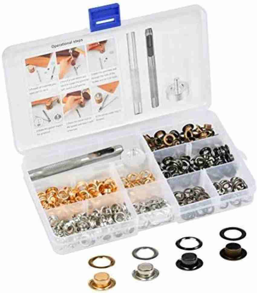 QLOUNI 1/4 Inch Grommet Kit 200 Sets Groets Eyelets With 3 Pieces Instll  Tool Kit (4 Colors) - 1/4 Inch Grommet Kit 200 Sets Groets Eyelets With 3  Pieces Instll Tool Kit (