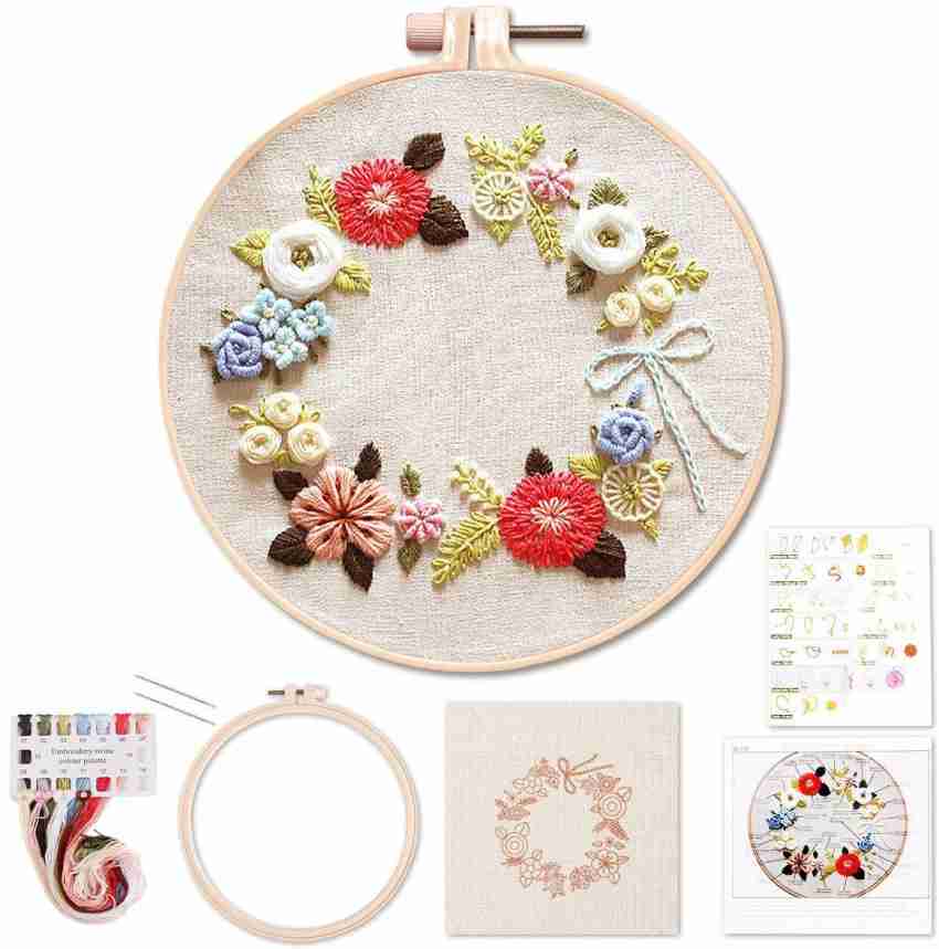 3 Pack Embroidery Starter Kit For Beginners Stamped Cross Stitch Kits With  Cute Flowers And Plants Patterns With Embroidery Hoops And Color Threads Fo