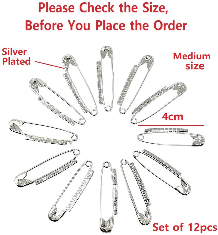 Safety Pins Assorted Pack of 12 Silver