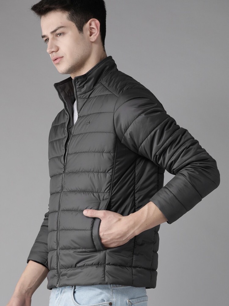 Roadster Men Charcoal Grey Solid Padded Jacket-11970218