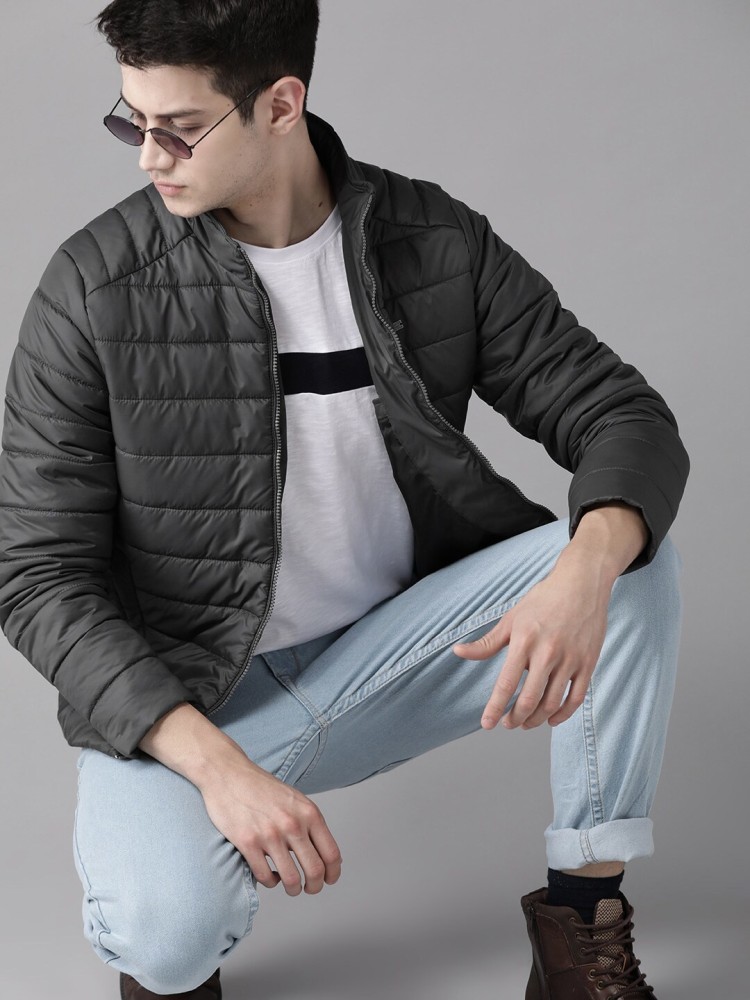 Roadster Men Grey Solid Puffer Jacket