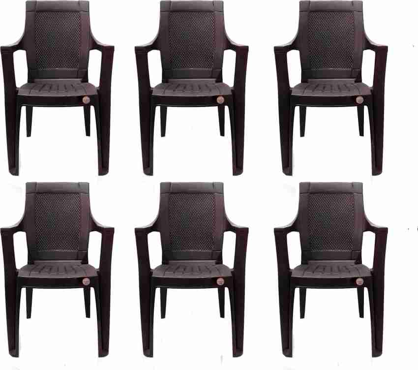 EASYDAY Mystique Matte Plastic Chair Set of 6 Brown Plastic