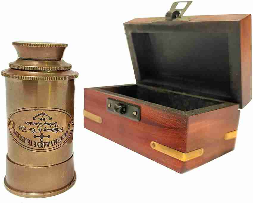 Ascent India Brass Antique Mini Telescope With Wood Box