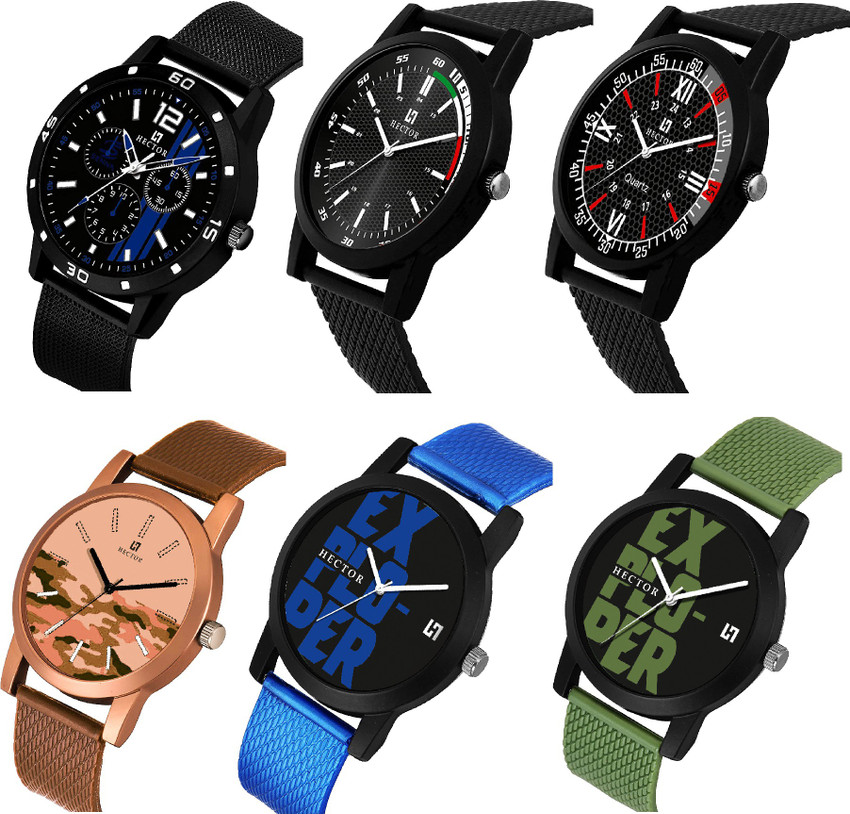 Hector HC07 08 09 21 23 25 New Stylish Attractive Designer Combo Set of 6 Analog Watch For Men Buy Hector HC07 08 09 21 23 25 New Stylish Attractive Designer Combo Set of 6 Analog Watch For Men