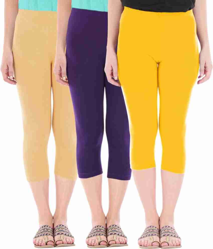 Buy That Trendz Capri Leggings Women Brown, Purple, Yellow Capri