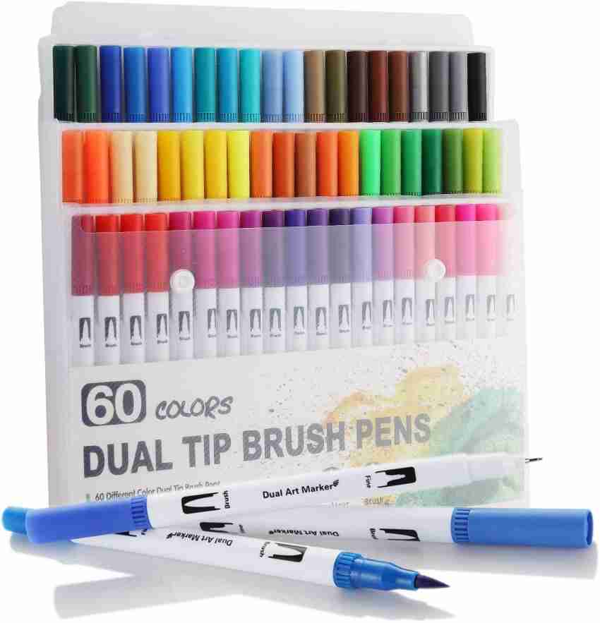60 Colours Watercolor Dual Brush pens Calligraphy Pen Set Fine