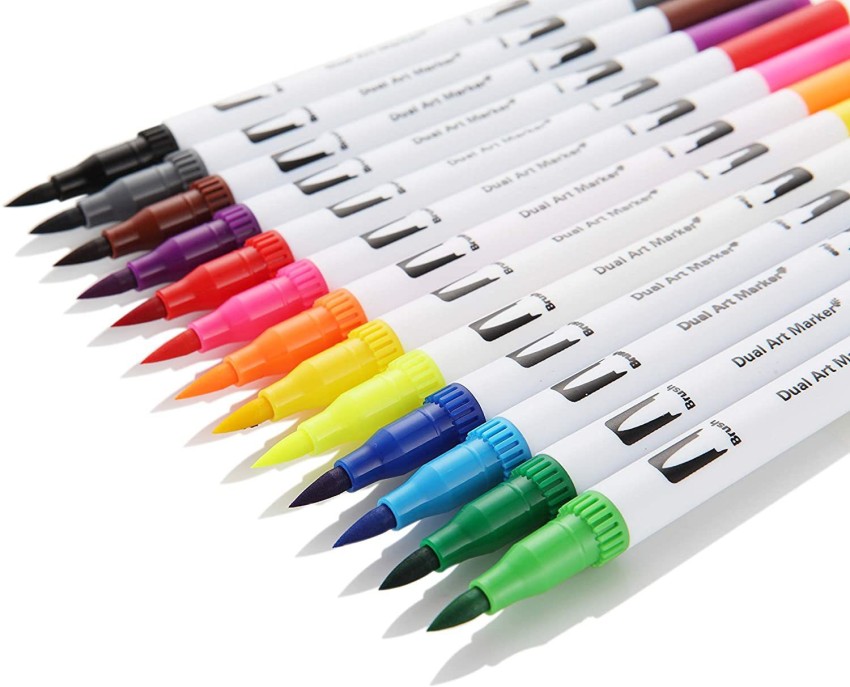 Watercolor Brush Markers, 60 Colors Fineliner Double Point Pens