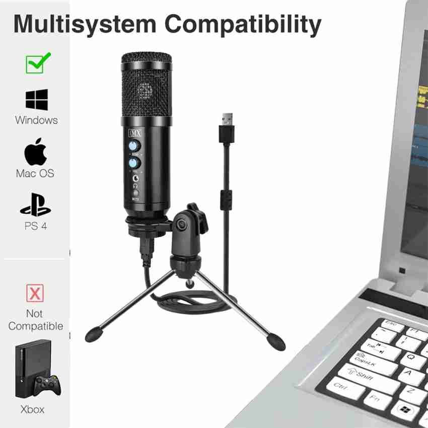 FIFINE USB Microphone, Metal Condenser Recording Microphone for Laptop MAC  or Windows Cardioid Studio Recording Vocals, Voice Overs,Streaming