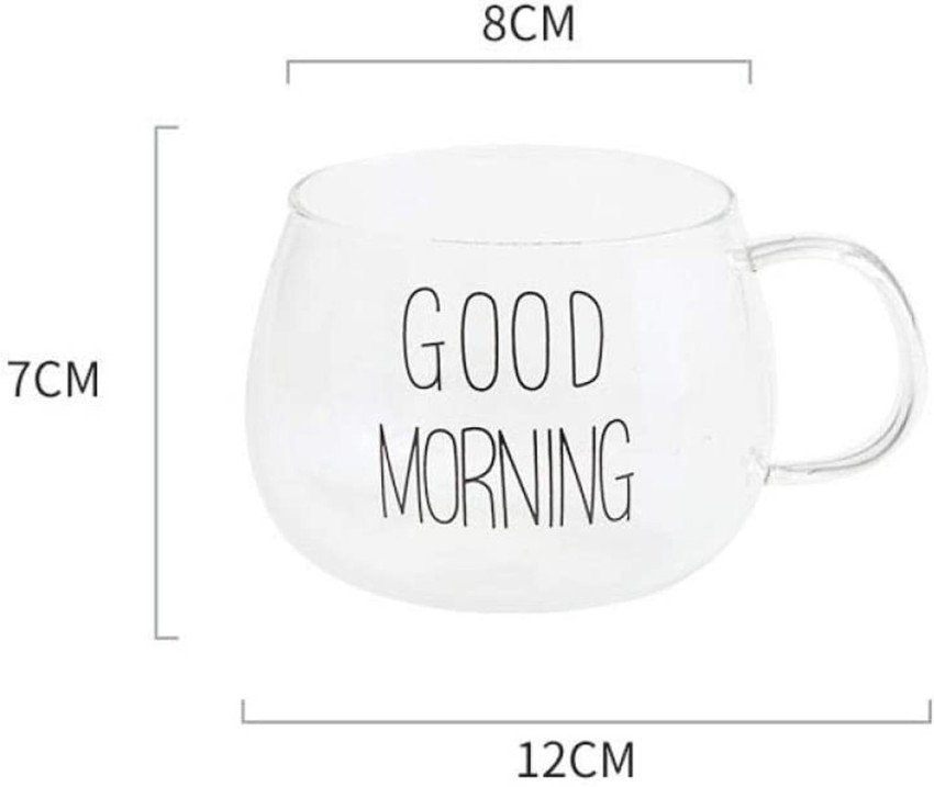 350 ML Good Morning Clear Glass Cup For Coffee/Beer/Milk/Tea/Water