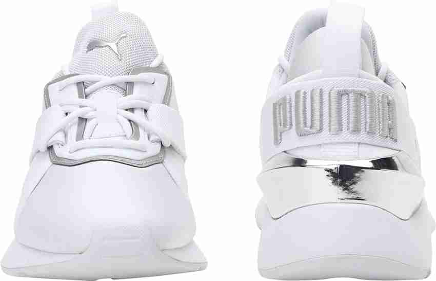 Puma muse cheap white silver