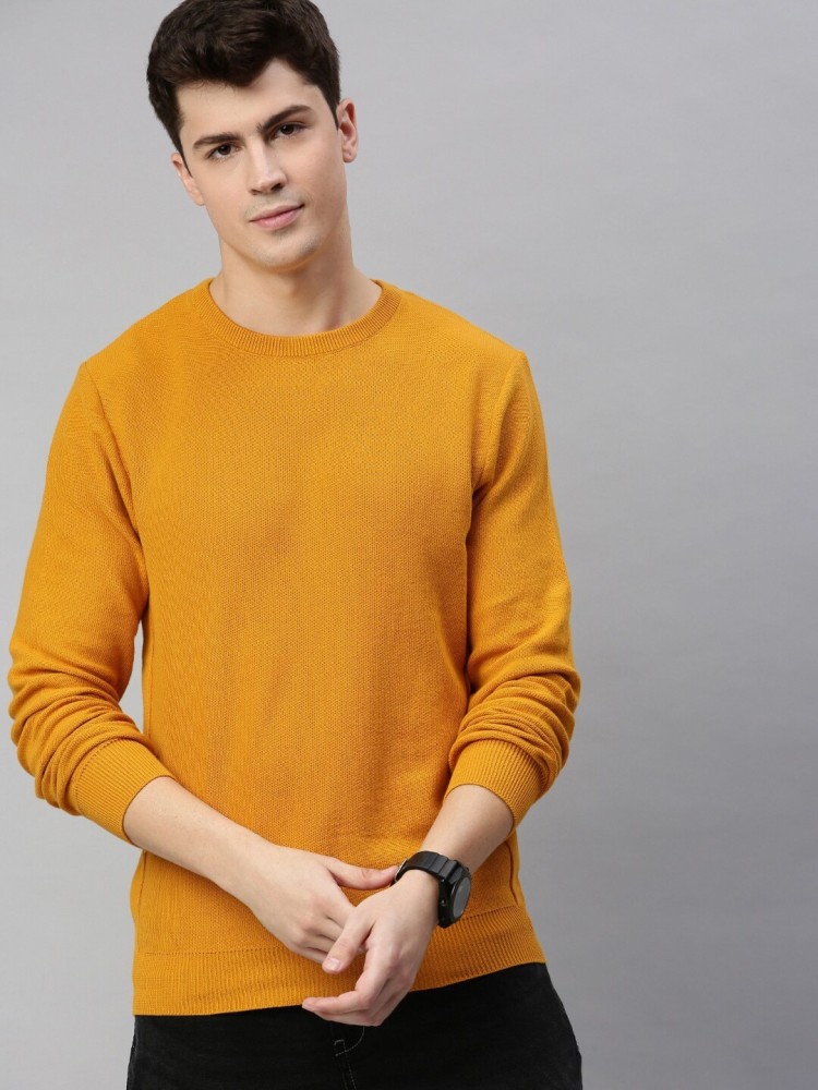 Mast & Harbour Men Orange Solid Sweatshirt