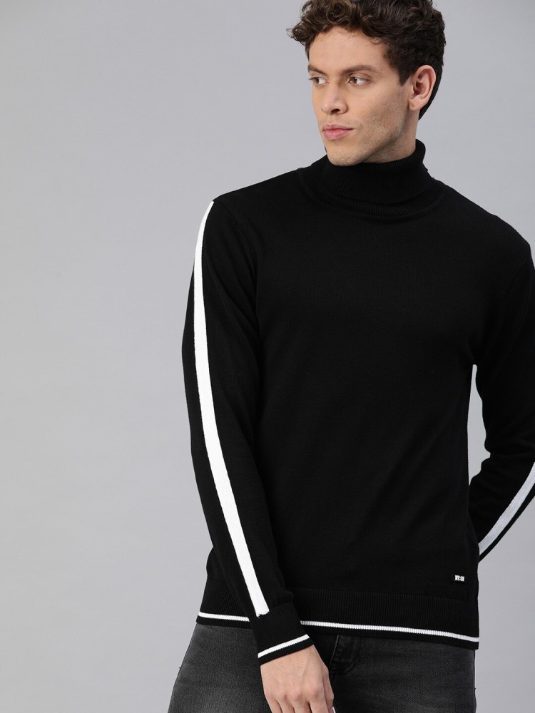 WROGN Solid Turtle Neck Casual Men White Sweater - Buy WROGN Solid
