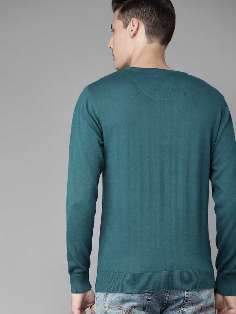 Roadster Solid Round Neck Casual Men Green Sweater - Buy Roadster