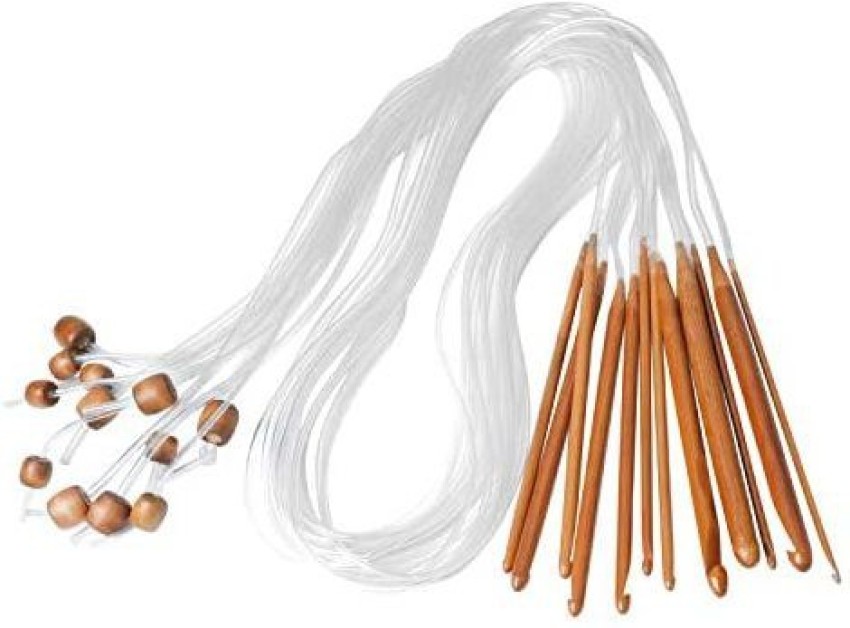 Poweka Afghan Tunisian Crochet Hooks Set with Cable & Beads - 12 Sizes 1.2M  48 Carbonized Bamboo Needle for Carpet Knitting - Afghan Tunisian Crochet  Hooks Set with Cable & Beads 