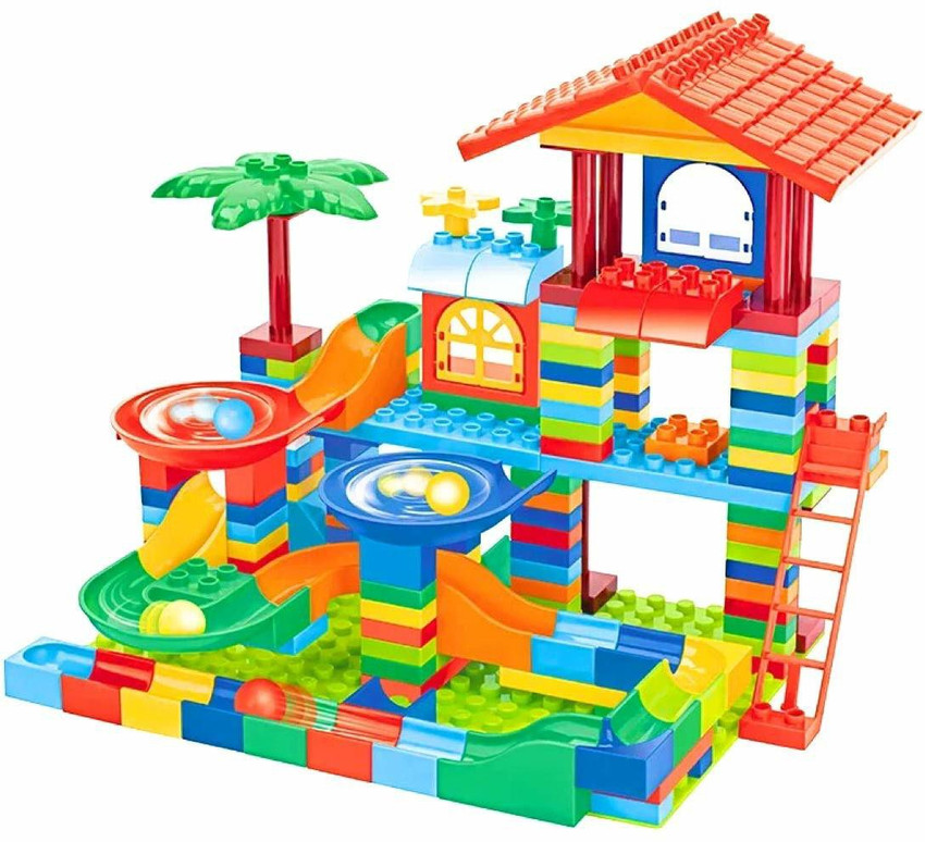 QBIC 178PCS 3D Building Block Track for Kids Rolling Maze Ball