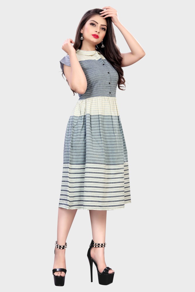Prime clothing Women Fit and Flare Grey Dress - Buy Prime clothing Women  Fit and Flare Grey Dress Online at Best Prices in India
